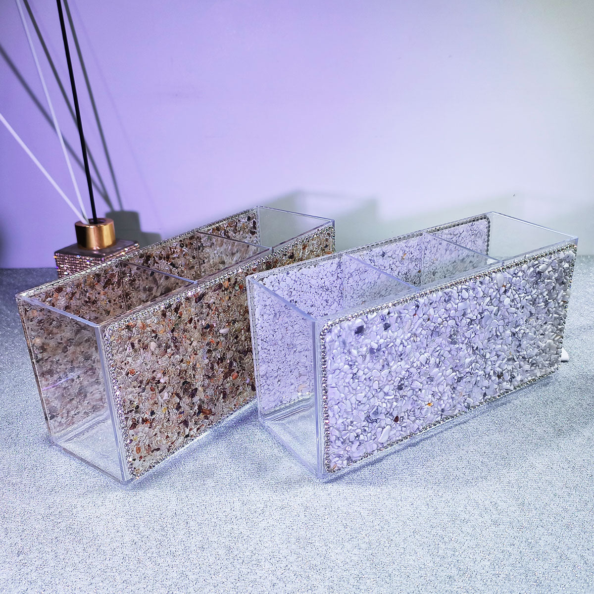 Classic Textured Crushed Stone Pen Holder for Office and Study
