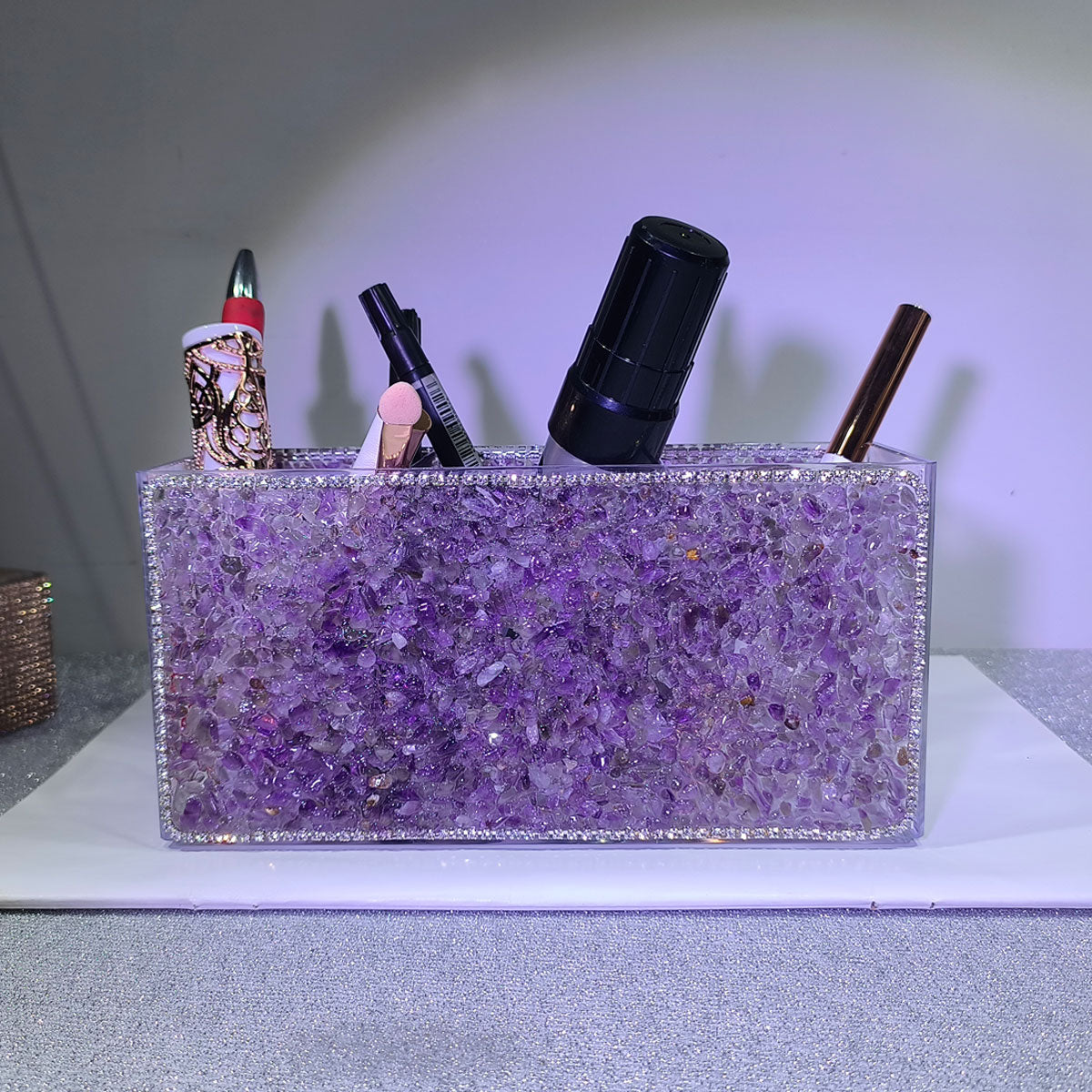 Classic Textured Crushed Stone Pen Holder for Office and Study