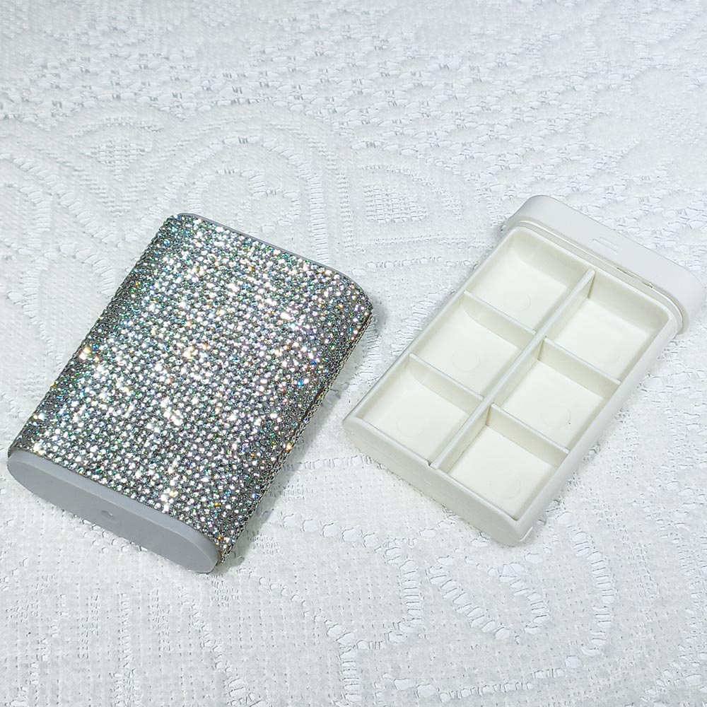 Elegant Crystal-Encrusted Pill Case for Women