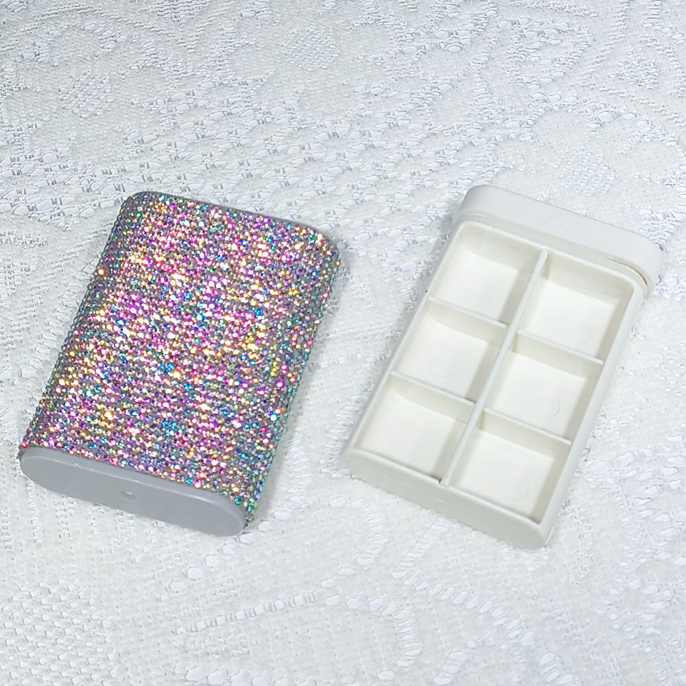 Elegant Crystal-Encrusted Pill Case for Women