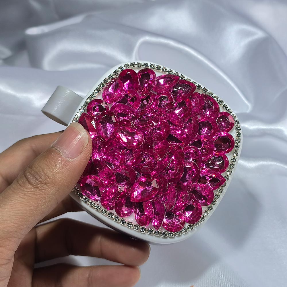 Glam Compact Pill Case: Crystal-Studded & Portable