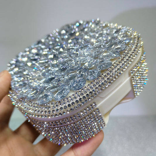 Portable Mini Vanity Mirror Case with Sparkling Crystals, Cute Compact Storage Box