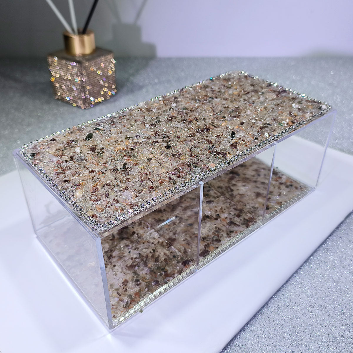 Classic Textured Crushed Stone Pen Holder for Office and Study