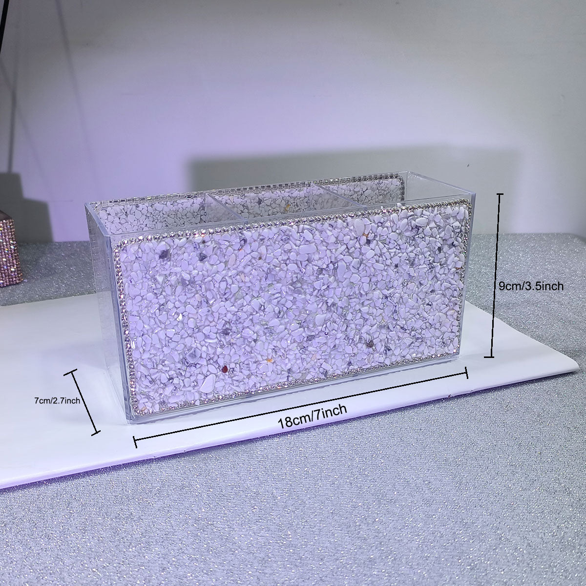 Classic Textured Crushed Stone Pen Holder for Office and Study