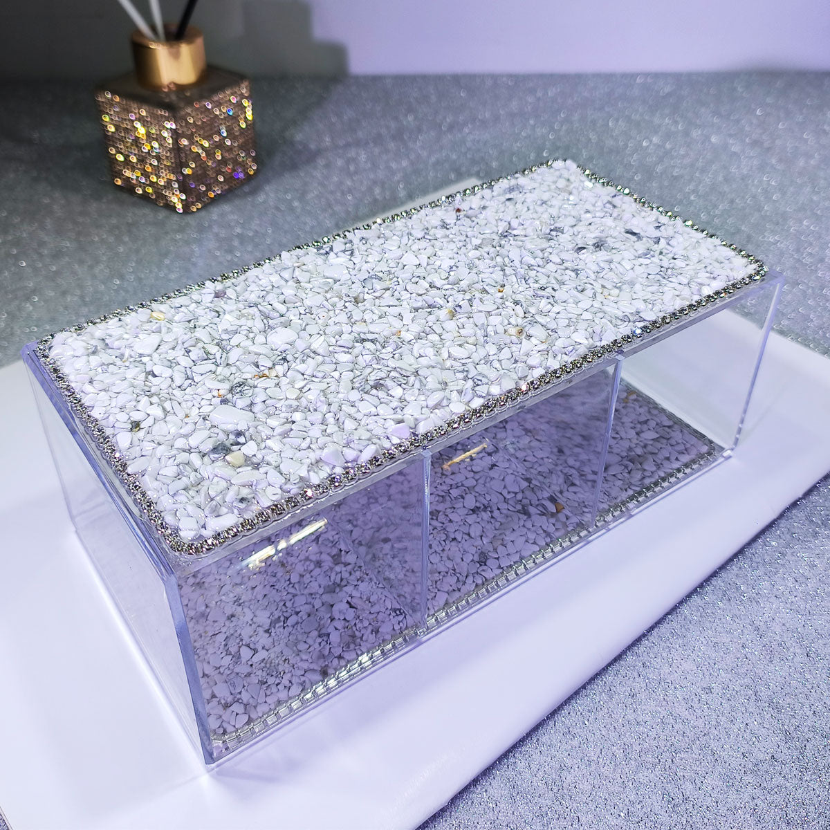 Classic Textured Crushed Stone Pen Holder for Office and Study