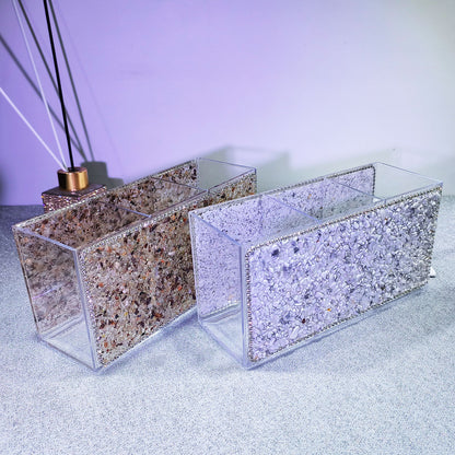 Classic Textured Crushed Stone Pen Holder for Office and Study