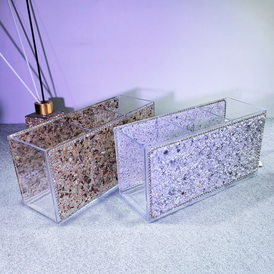 Classic Textured Crushed Stone Pen Holder for Office and Study