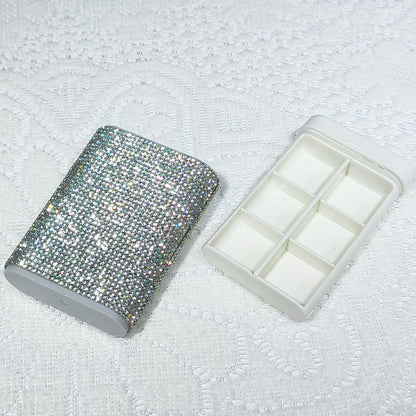 Elegant Crystal-Encrusted Pill Case for Women