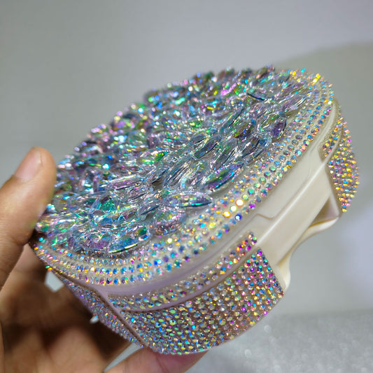 Portable Mini Vanity Mirror Case with Sparkling Crystals, Cute Compact Storage Box