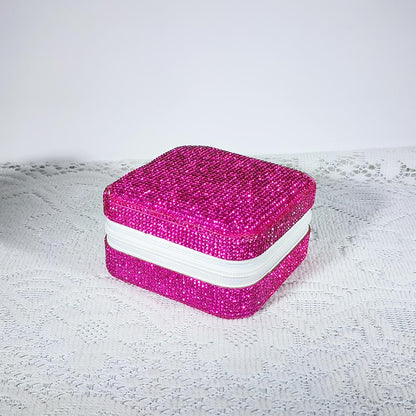 Crystal-Embellished Jewelry Organizer Box for Women - Storage for Rings, Necklaces, Earrings, and Small Accessories