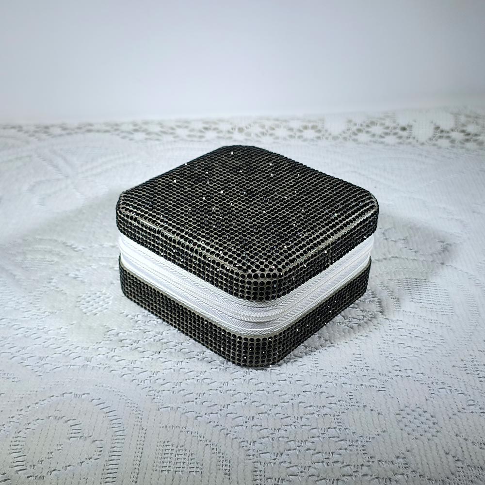 Crystal-Embellished Jewelry Organizer Box for Women - Storage for Rings, Necklaces, Earrings, and Small Accessories