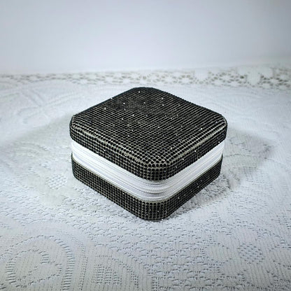 Crystal-Embellished Jewelry Organizer Box for Women - Storage for Rings, Necklaces, Earrings, and Small Accessories
