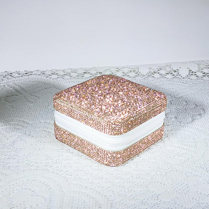 Crystal-Embellished Jewelry Organizer Box for Women - Storage for Rings, Necklaces, Earrings, and Small Accessories