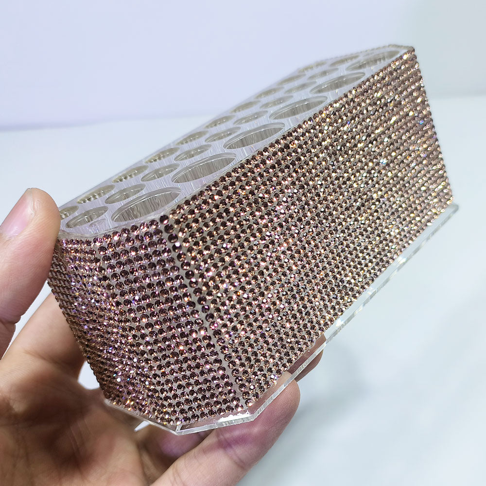 Rhinestone-Studded Deluxe Multi-Slot Makeup Brush Holder