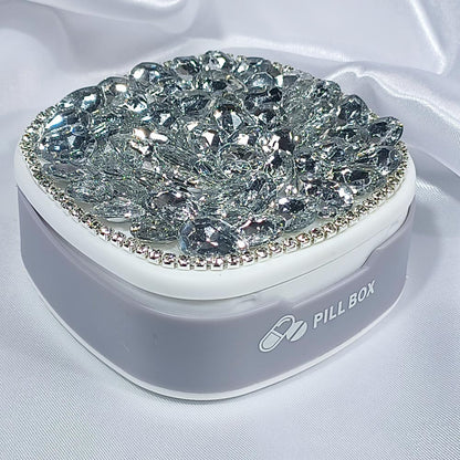 Glam Compact Pill Case: Crystal-Studded & Portable