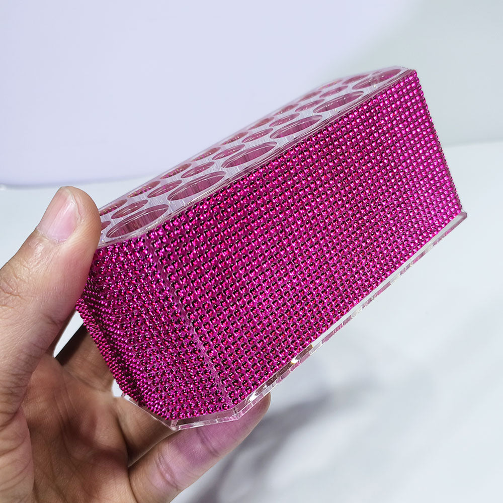 Rhinestone-Studded Deluxe Multi-Slot Makeup Brush Holder