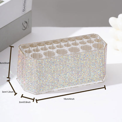 Rhinestone-Studded Deluxe Multi-Slot Makeup Brush Holder